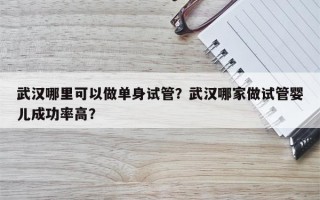 武汉哪里可以做单身试管？武汉哪家做试管婴儿成功率高？