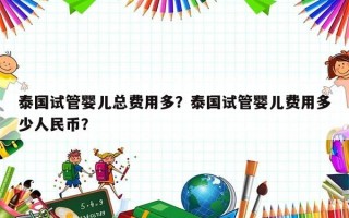 泰国试管婴儿总费用多？泰国试管婴儿费用多少人民币？