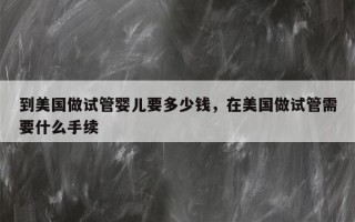 到美国做试管婴儿要多少钱，在美国做试管需要什么手续