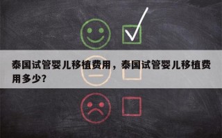 泰国试管婴儿移植费用，泰国试管婴儿移植费用多少？