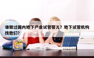 谁做过国内地下产业试管婴儿？地下试管机构找他们？