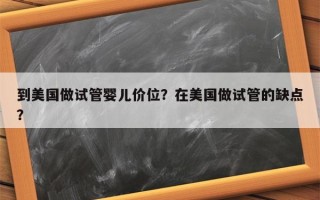 到美国做试管婴儿价位？在美国做试管的缺点？