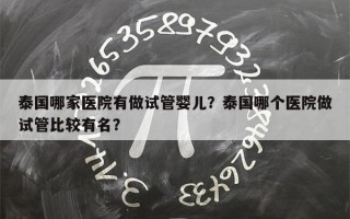 泰国哪家医院有做试管婴儿？泰国哪个医院做试管比较有名？