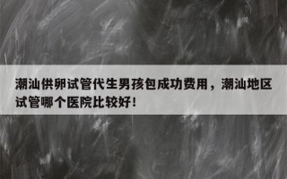 潮汕供卵试管代生男孩包成功费用，潮汕地区试管哪个医院比较好！