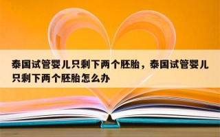 泰国试管婴儿只剩下两个胚胎，泰国试管婴儿只剩下两个胚胎怎么办