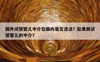 国外试管婴儿中介在国内是否违法？赴美做试管婴儿的中介？