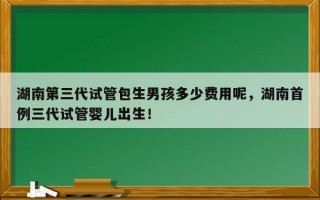 湖南第三代试管包生男孩多少费用呢，湖南首例三代试管婴儿出生！