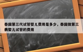 泰国第三代试管婴儿费用是多少，泰国做第三代婴儿试管的费用
表！