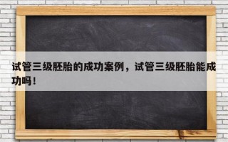 试管三级胚胎的成功案例，试管三级胚胎能成功吗！