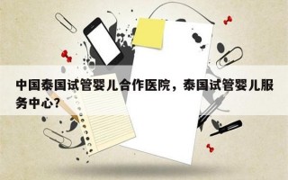 中国泰国试管婴儿合作医院，泰国试管婴儿服务中心？