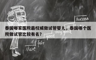 泰国哪家医院最权威做试管婴儿，泰国哪个医院做试管比较有名？