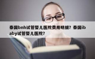 泰国bnh试管婴儿医院费用明细？泰国ibaby试管婴儿医院？